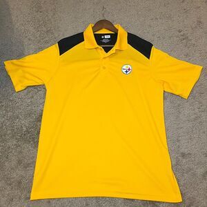 NFL Team Apparel Pittsburgh Steelers Gold & Black Polo Shirt | Men's Size L